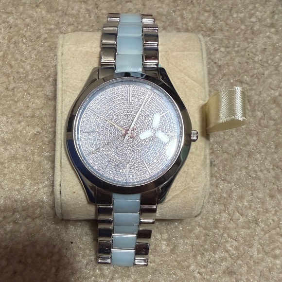 MICHAEL Michael Kors Silver and White Women's Watch - Picture 1 of 3